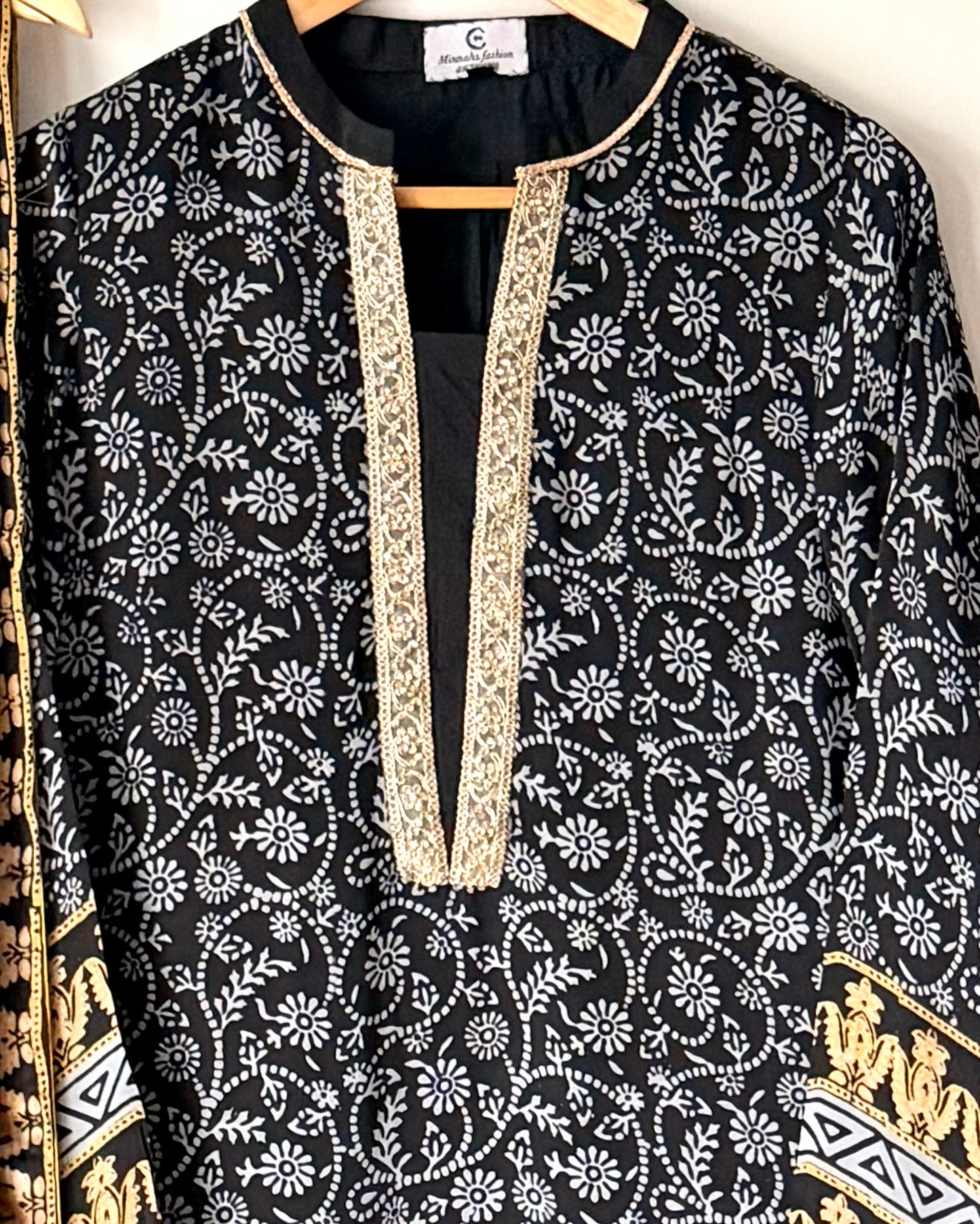 Noor -e- silk(E)- Block printed Korean shamoze