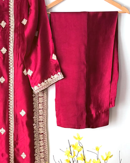 Ruby - Embroidered Sheesha silk