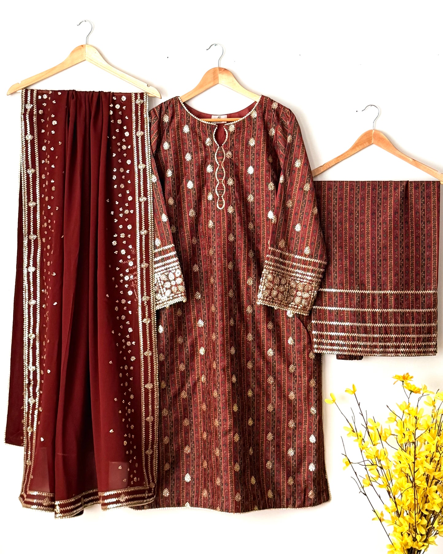 Raw silk embroidered- Jazmin