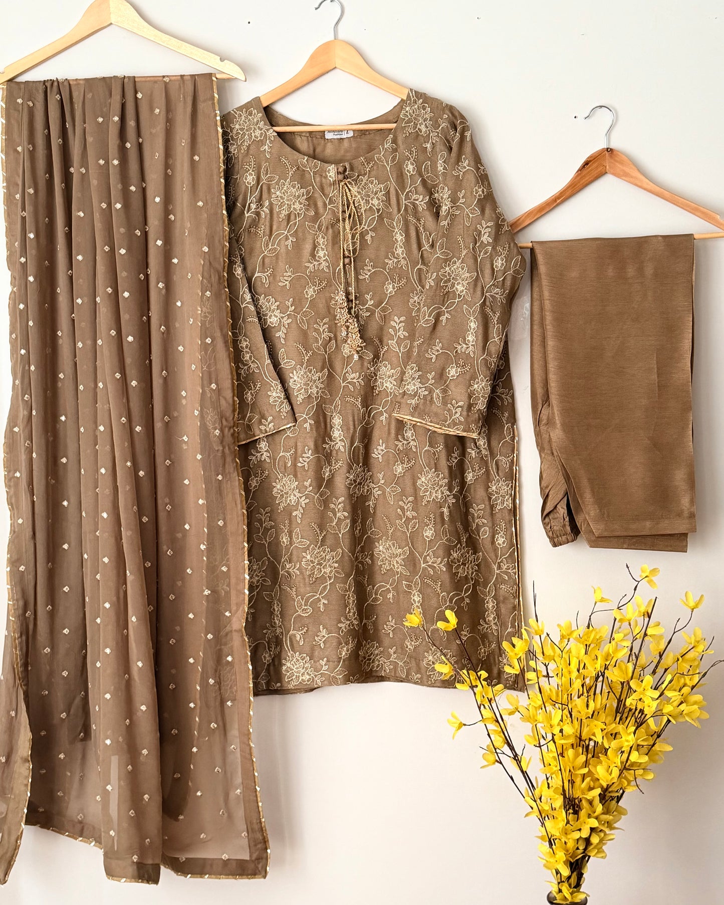 Zareen - Embroidered khaadi net