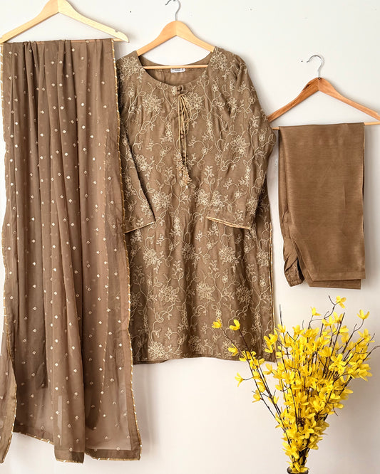 Zareen - Embroidered khaadi net