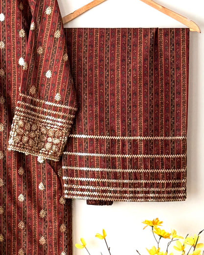 Raw silk embroidered- Jazmin