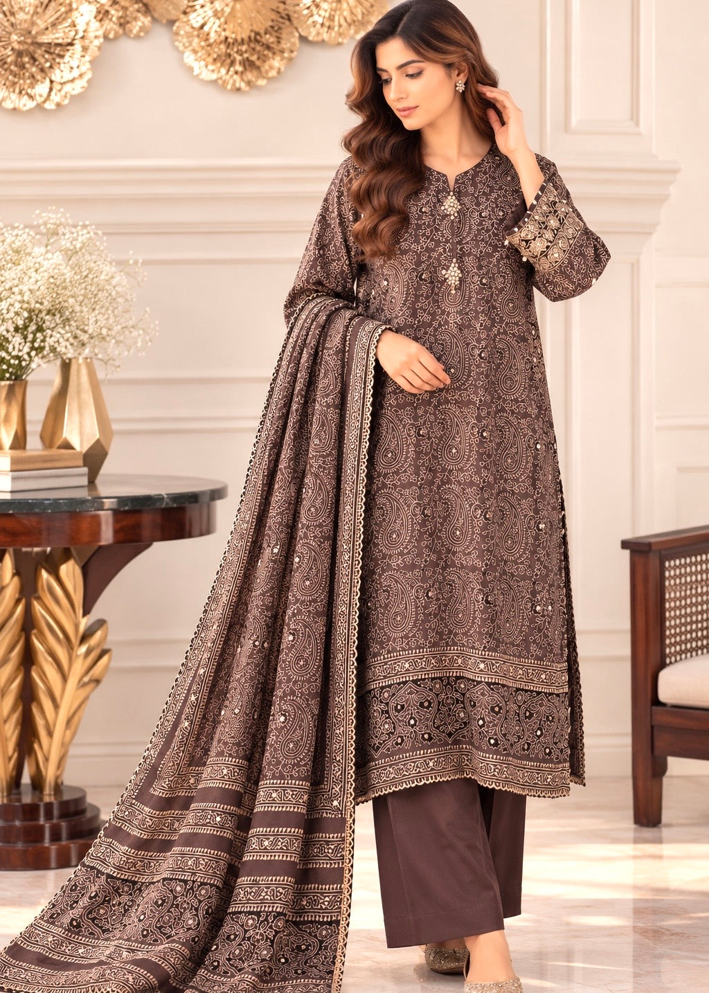 Ajrak Kamdani silk suit