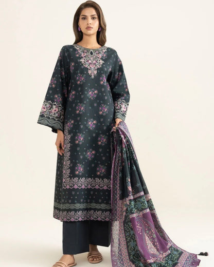 Lawn embroidered suit - Sapphire