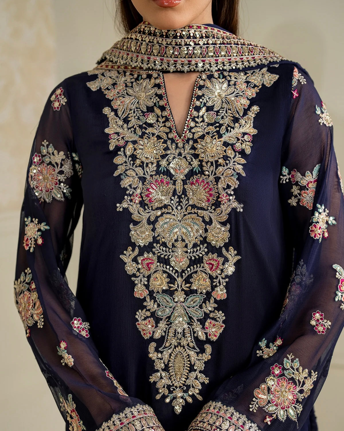 Chiffon embroidered suit - Baroque