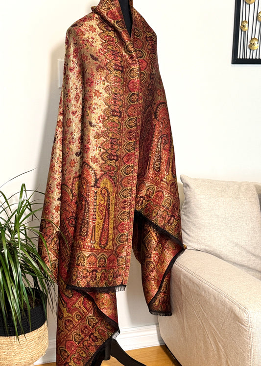 Reversible moonlight kani silk shawl