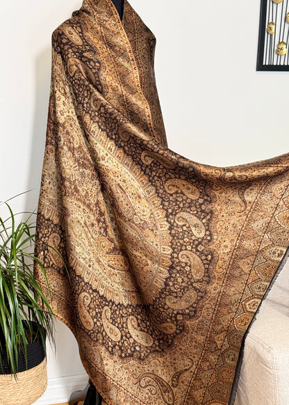 Reversible moonlight kani silk shawl