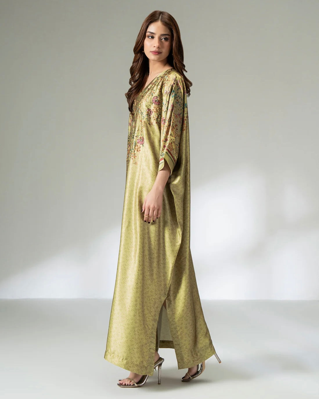 Embellished silk kaftan  - Limelight