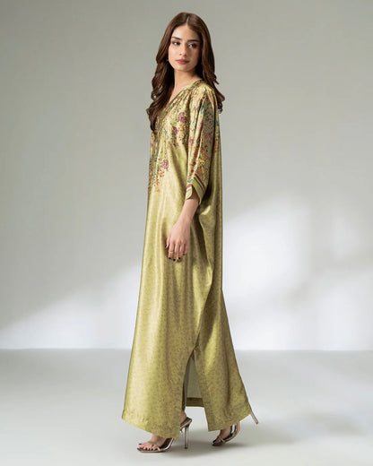 Embellished silk kaftan  - Limelight