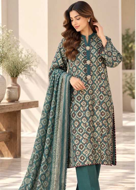 Printed crepe silk suit