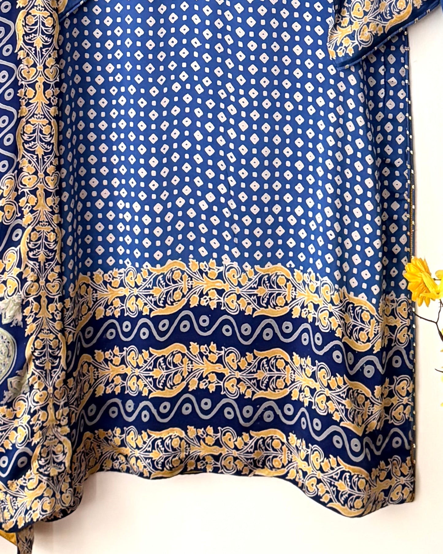 Noor -e- silk(E) Block printed Korean shamoze