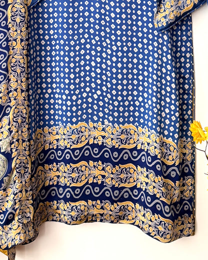 Noor -e- silk(E) Block printed Korean shamoze