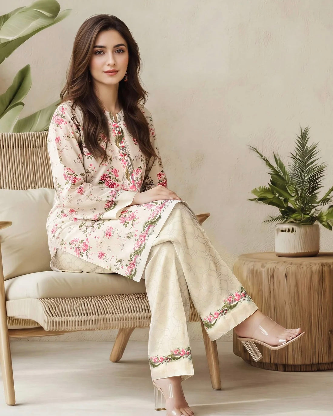 Silk embellished coord set