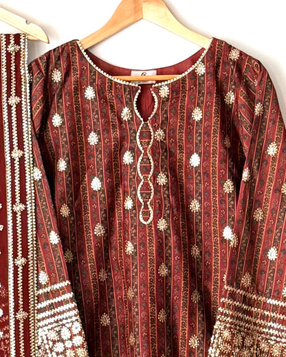 Raw silk embroidered- Jazmin