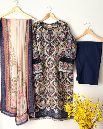 Embroidered lawn suit - Maria b