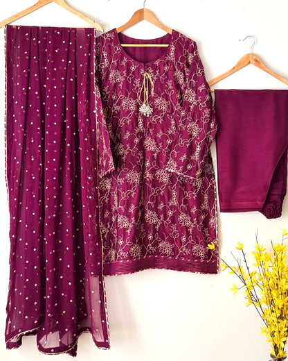 Sitara - Embroidered khaadi net