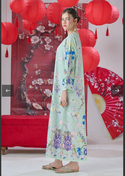 Printed crepe kaftan