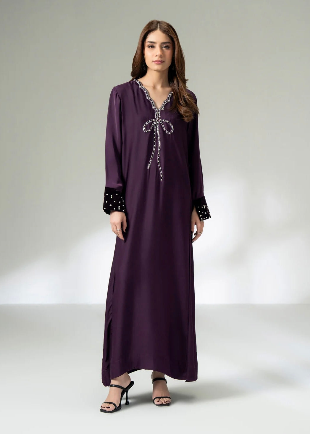 Silk embellished long shirt -Limelight