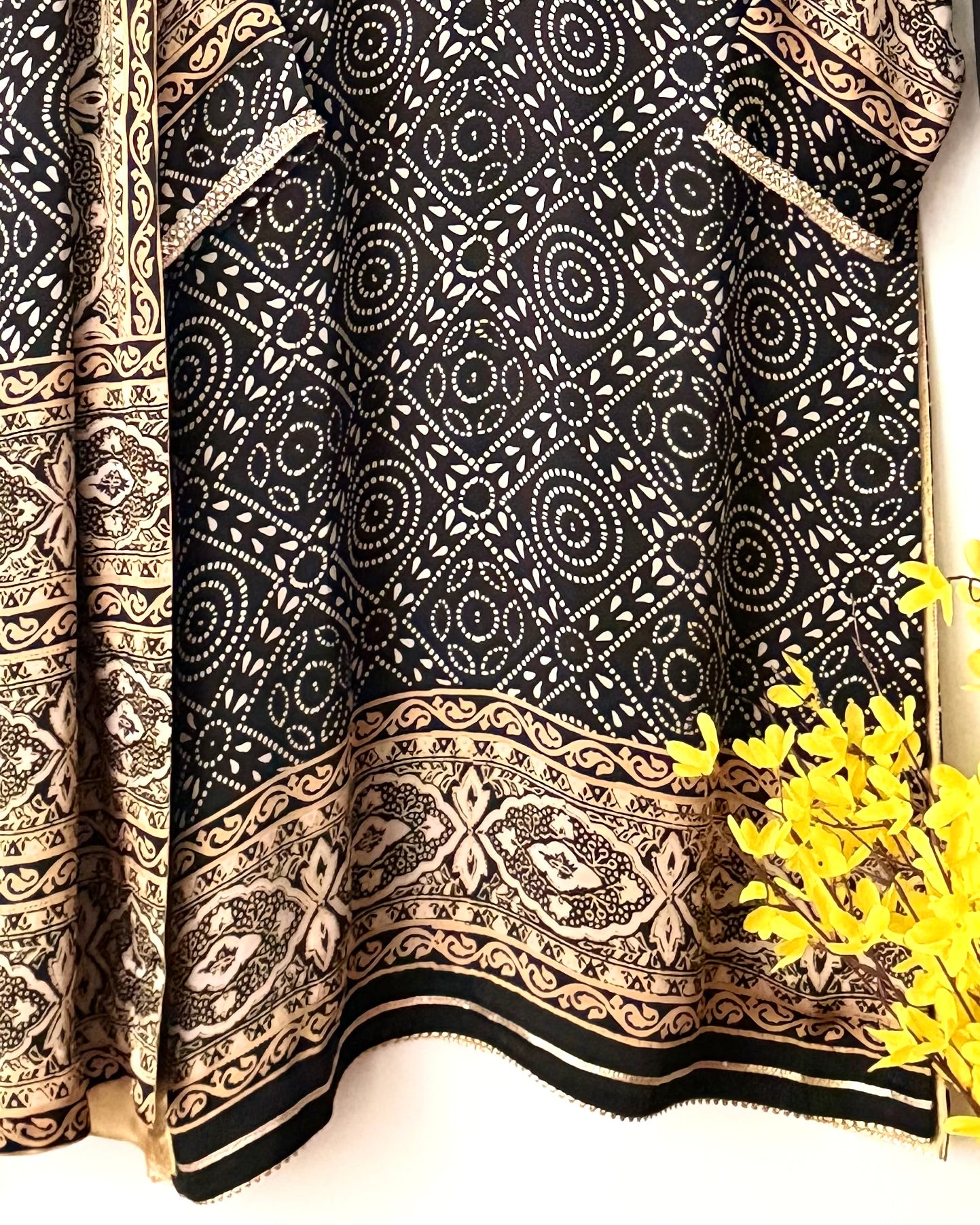 Noor -e- silk(A) -  Block printed Korean shamoze