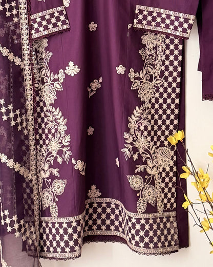 Embroidered lawn suit - Cross stitch