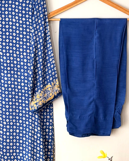 Noor -e- silk(E) Block printed Korean shamoze