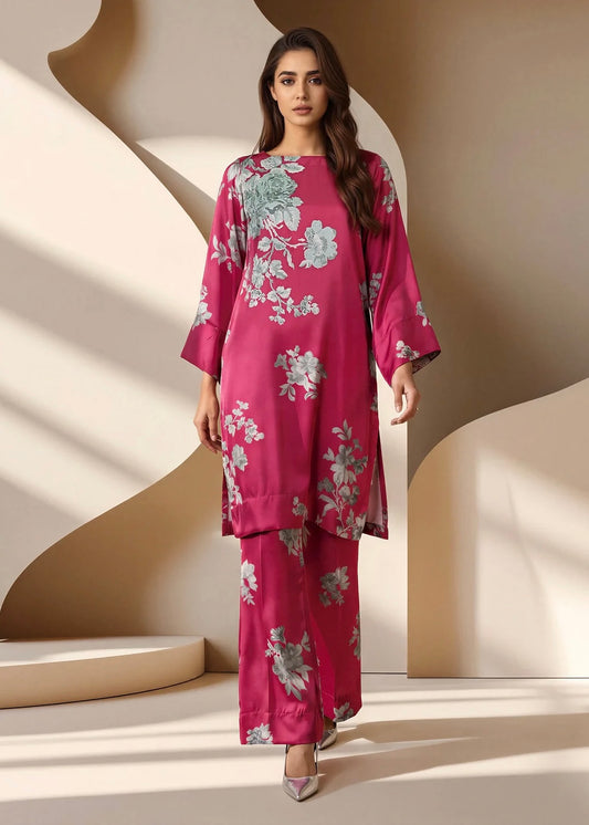 Silk embellished coord set