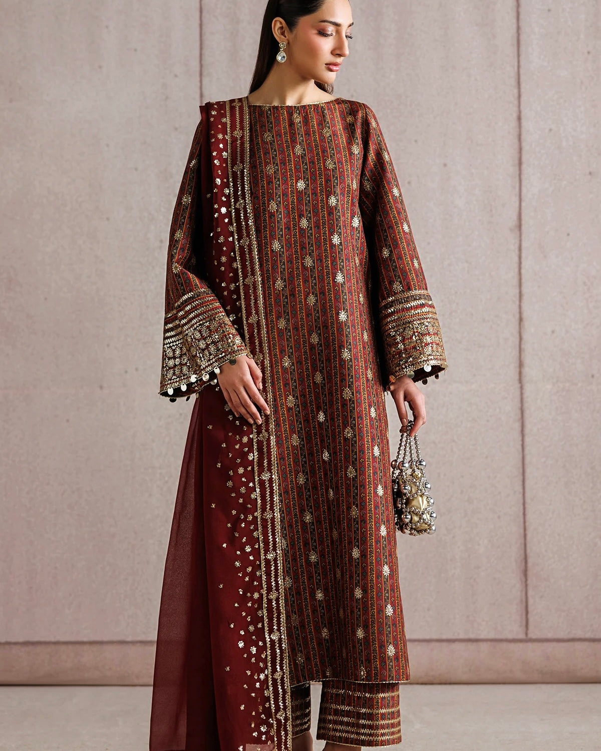 Raw silk embroidered- Jazmin
