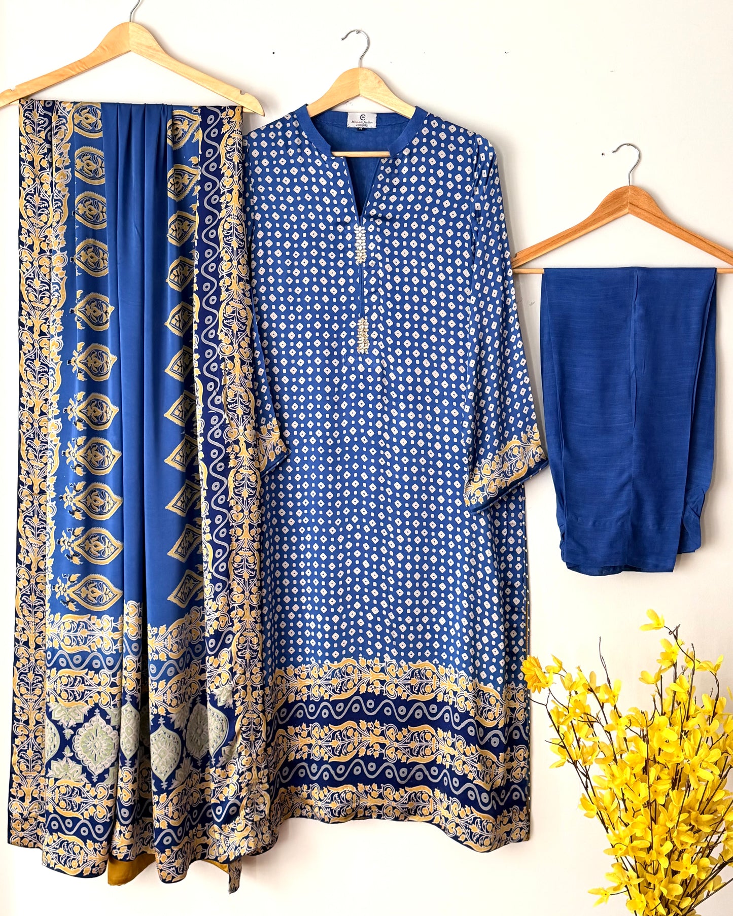 Noor -e- silk(E) Block printed Korean shamoze