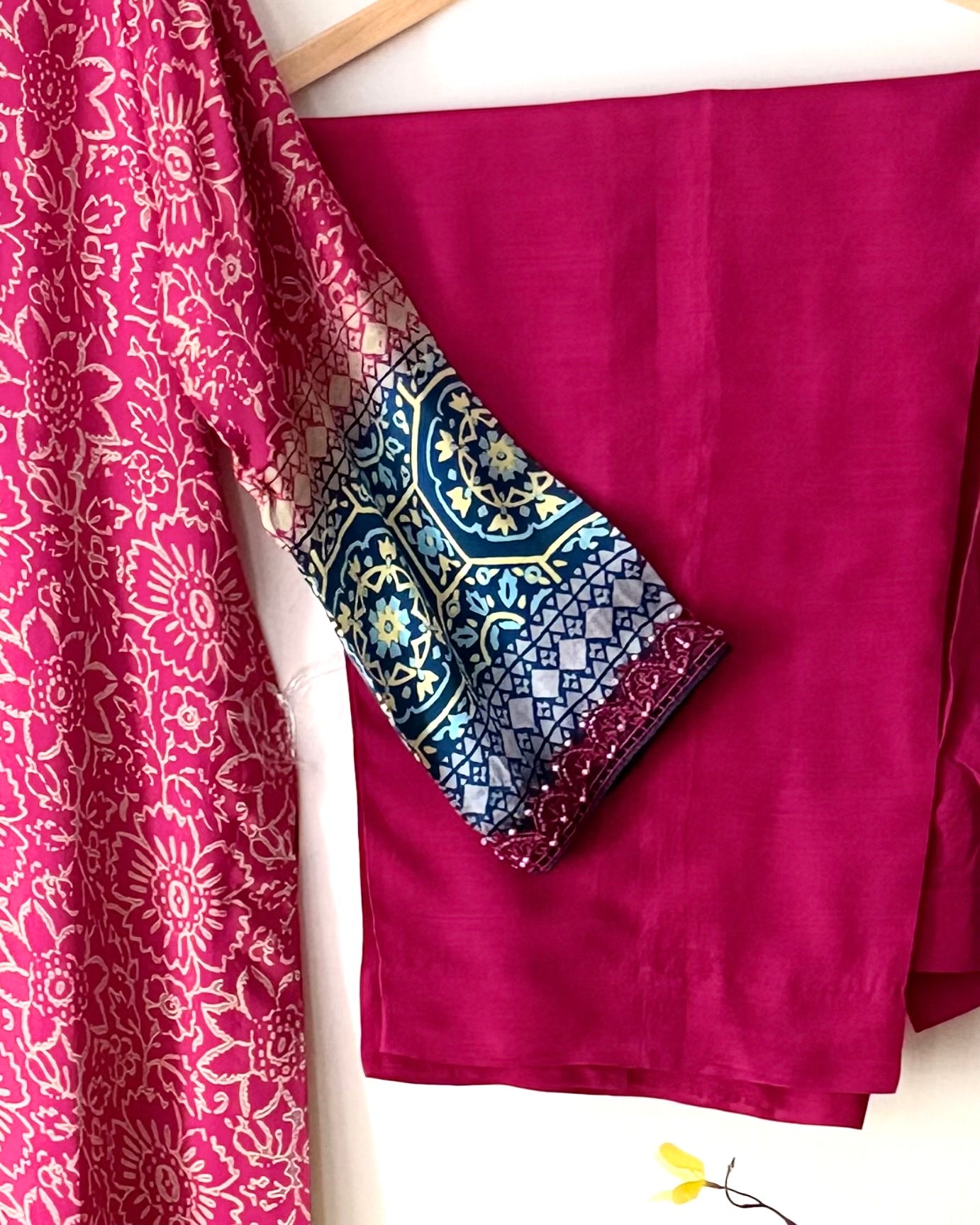 Noor -e- silk(G) Block printed Korean shamoze