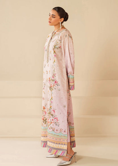 Raw silk embroidered kaftan
