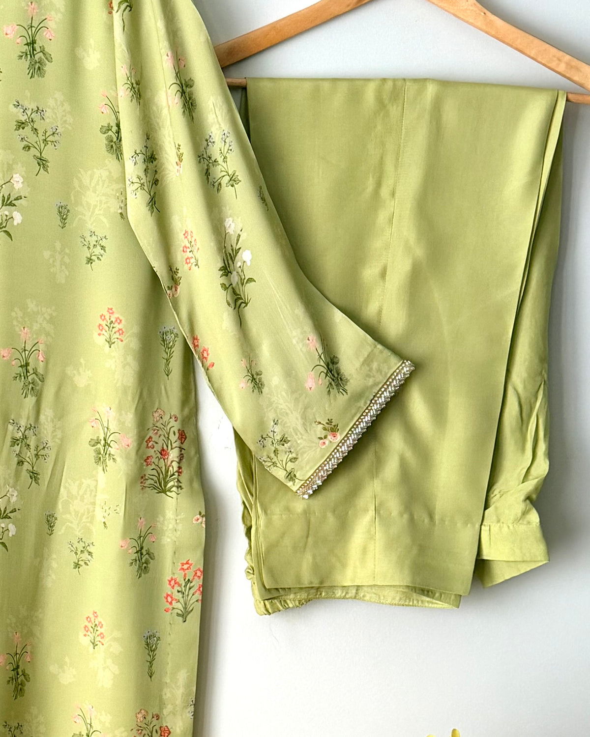 Printed crepe silk suit