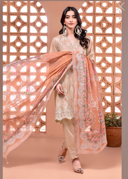 Khaadi - Embroidered Cambric Suit