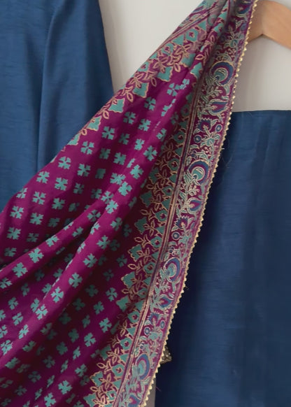 Indigo  - Korean raw silk